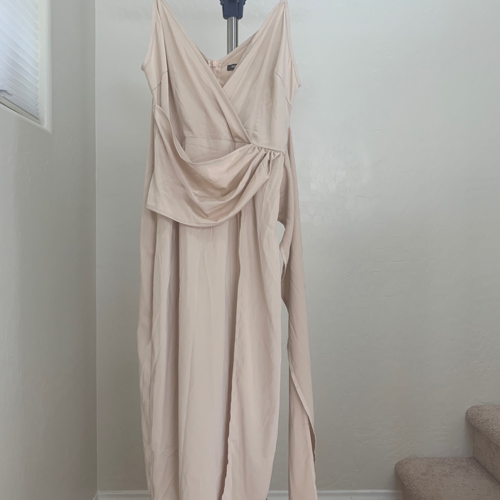 Nasty Gal stretch satin drape midi dress